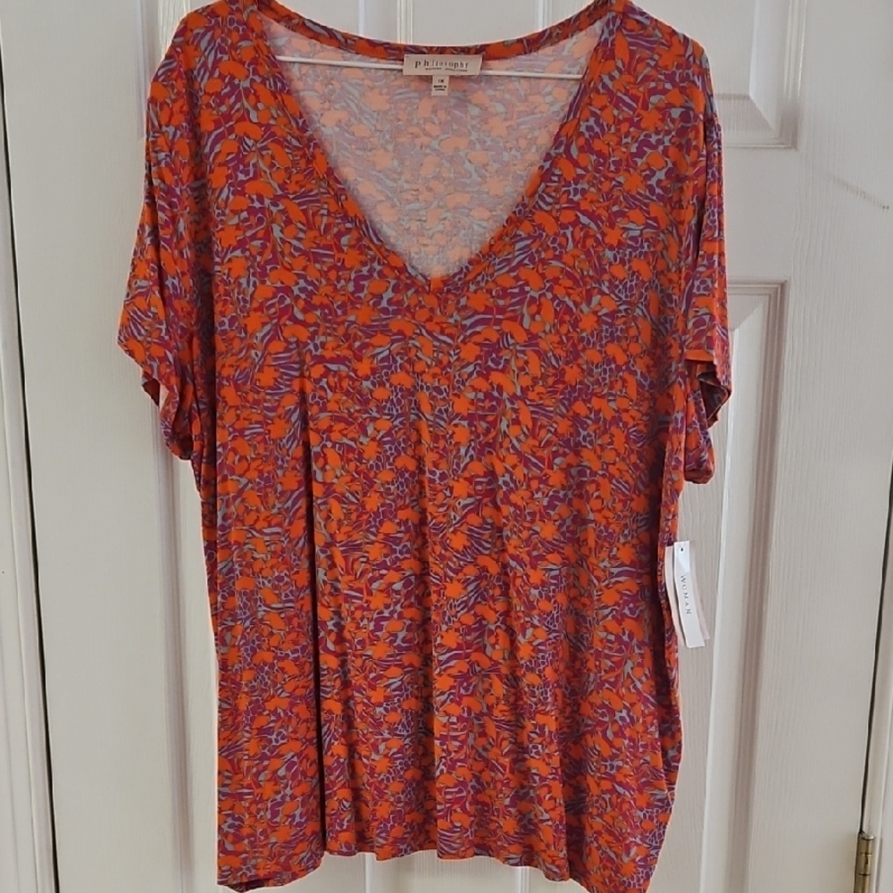 Patagonia Relaxed Orange and Blue Short Sleeve Tee